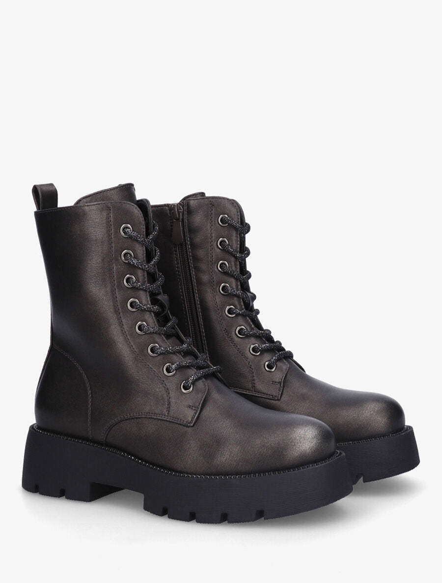 Bottines montantes en simili - Anthracite - 4