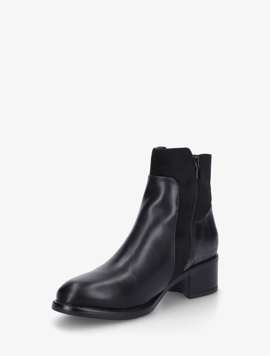 Bottines bi-matière à contrefort croco - Noir - 3