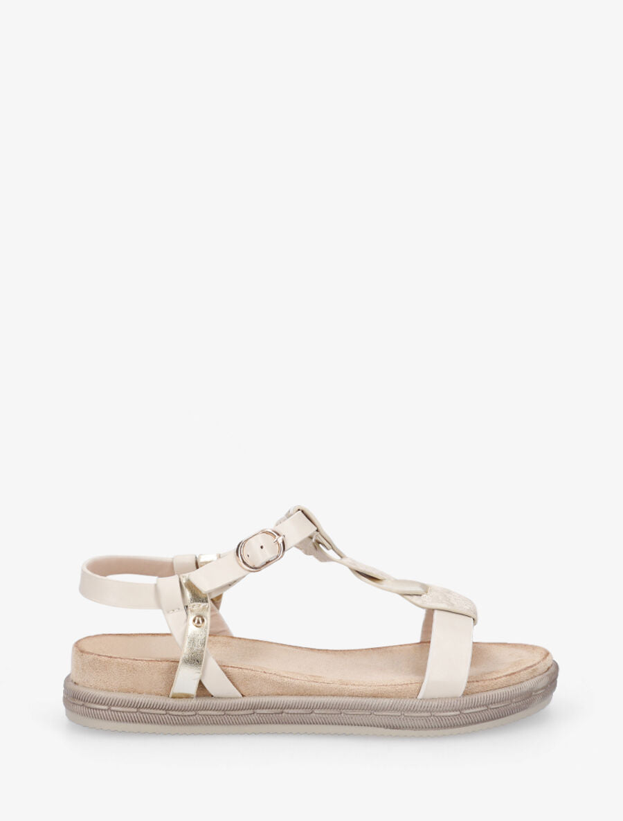 Nu-pieds en simili à brides tressées - Beige - 1