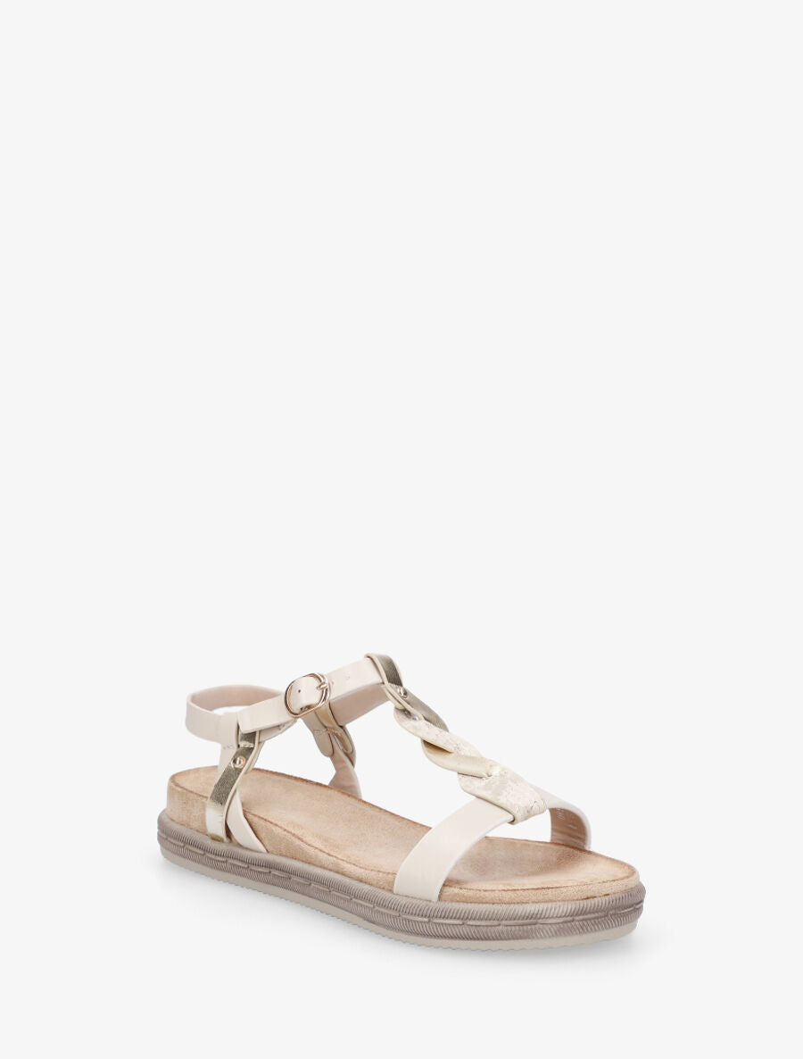 Nu-pieds en simili à brides tressées - Beige - 2