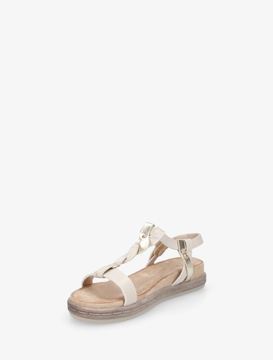 Nu-pieds en simili à brides tressées - Beige - 3