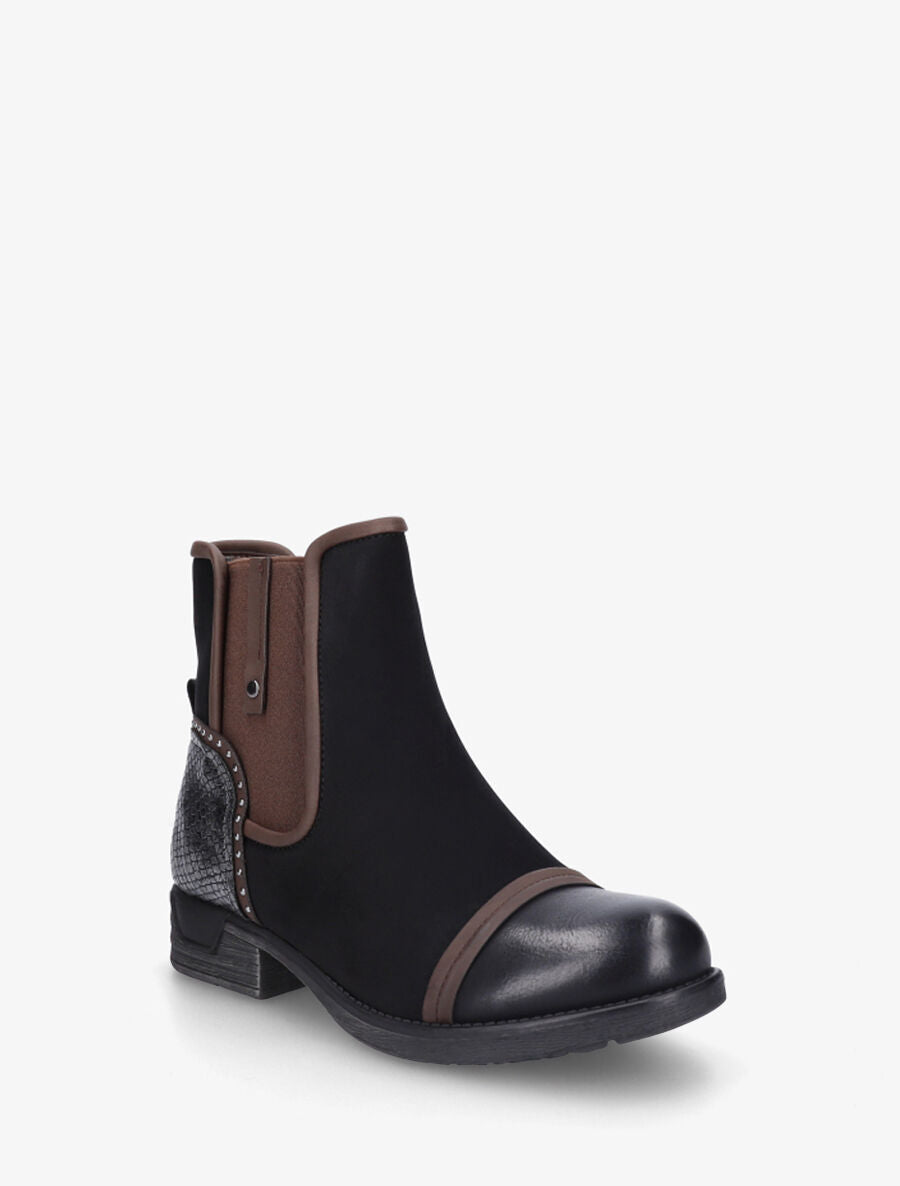 Bottines élastiquées et contrefort imprimé python - Noir - 2
