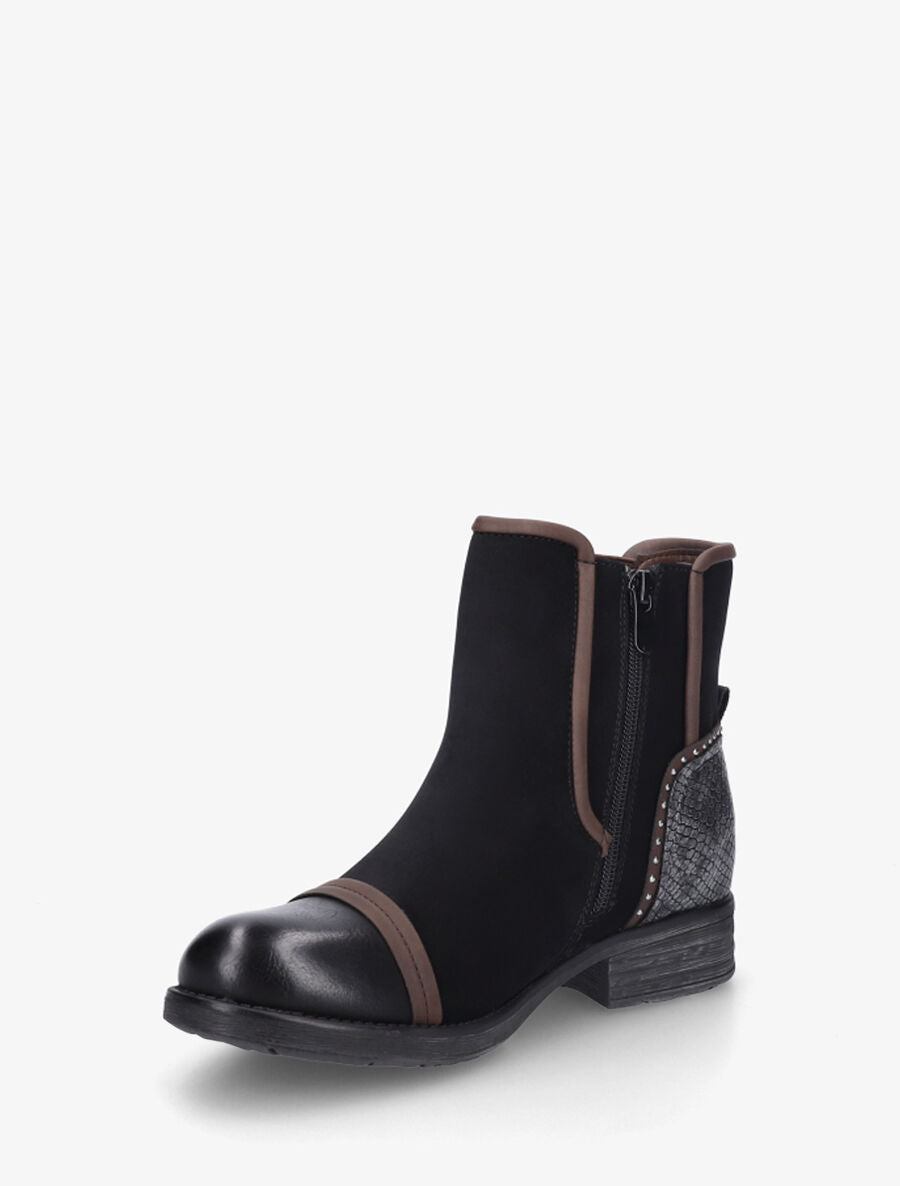 Bottines élastiquées et contrefort imprimé python - Noir - 3