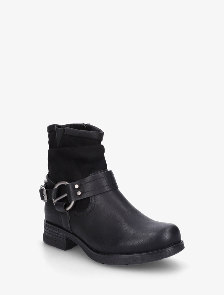 Bottines en simili à cheville effet plissé - Noir - 2