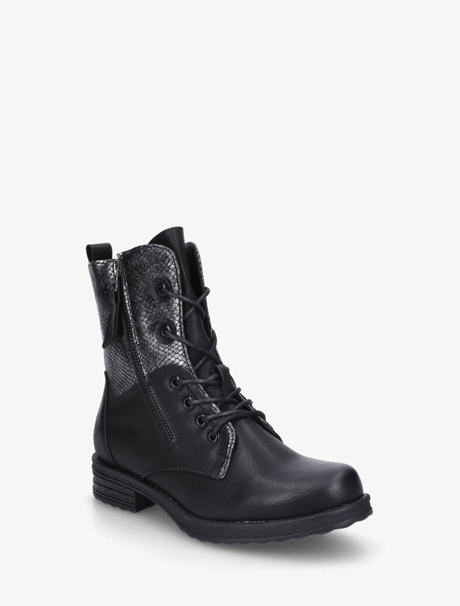 Bottines montantes à imprimé python et zip décoratif - Noir - 2