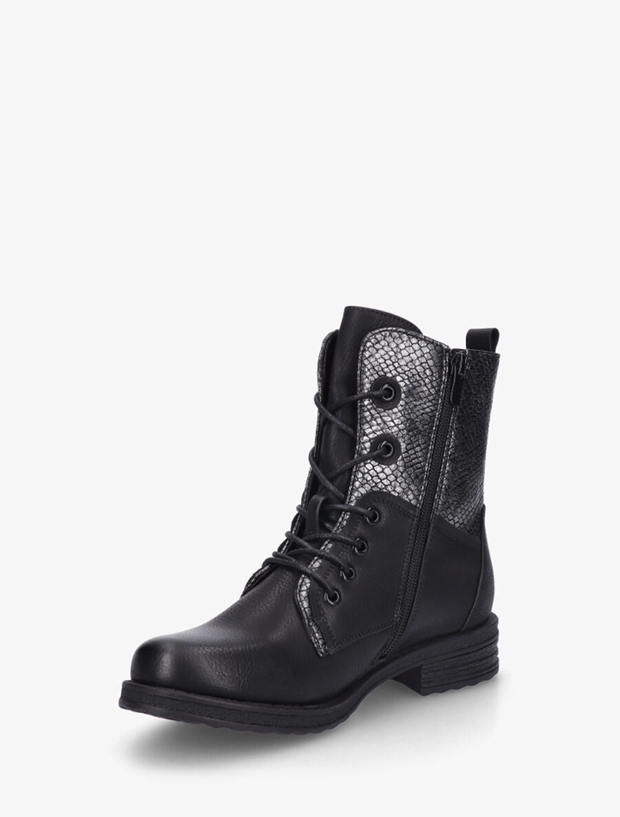 Bottines montantes à imprimé python et zip décoratif - Noir - 3