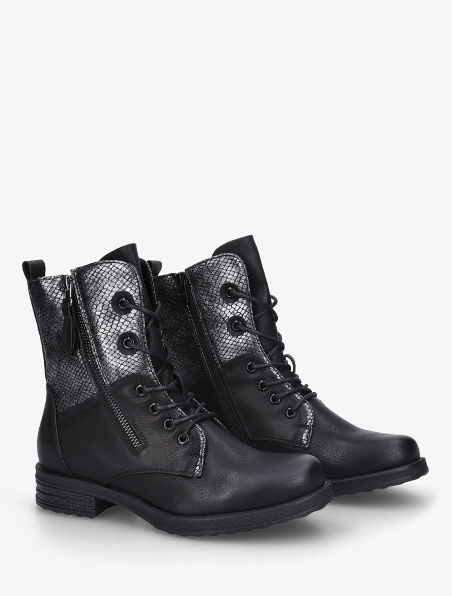 Bottines montantes à imprimé python et zip décoratif - Noir - 4