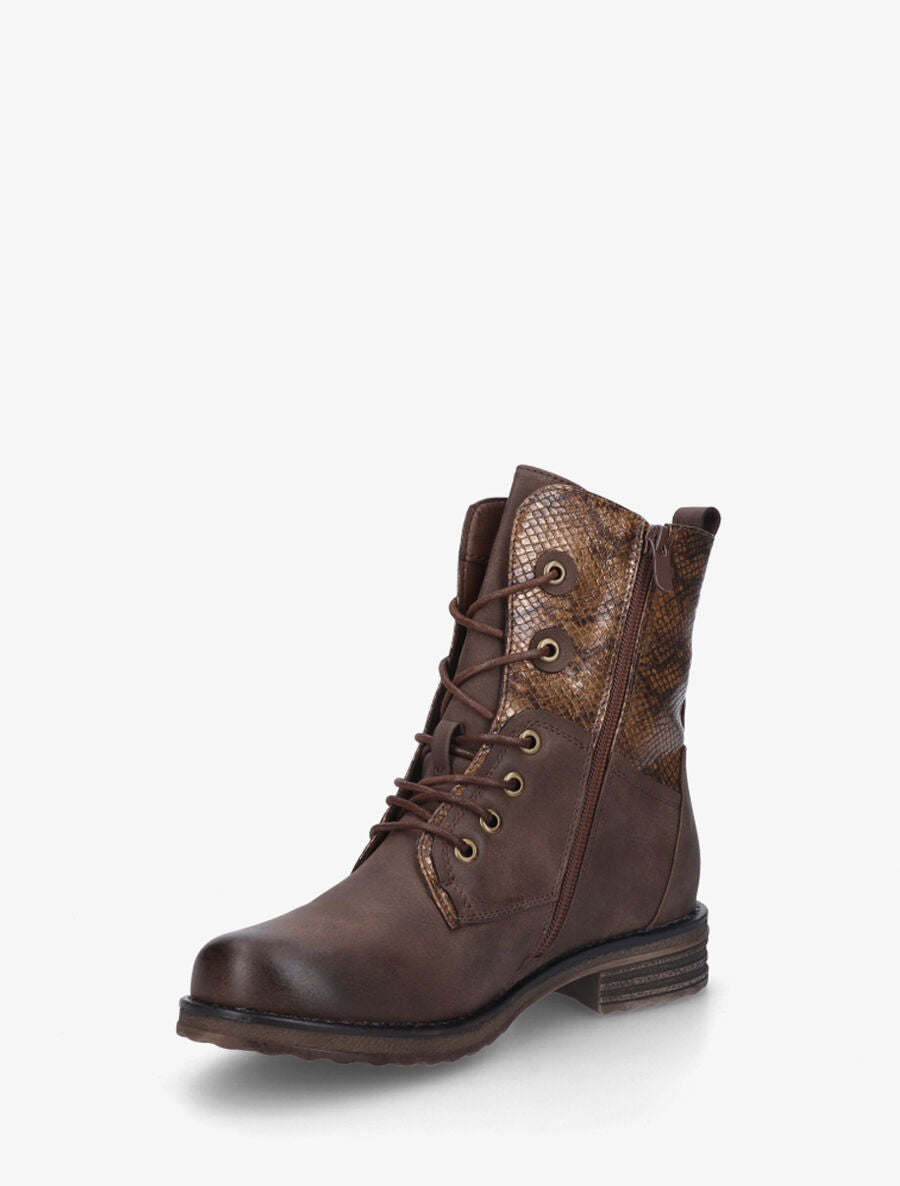 Bottines montantes à imprimé python et zip décoratif - Marron - 3