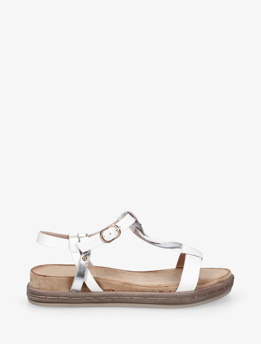 Nu-pieds en simili à brides tressées - Blanc - 1