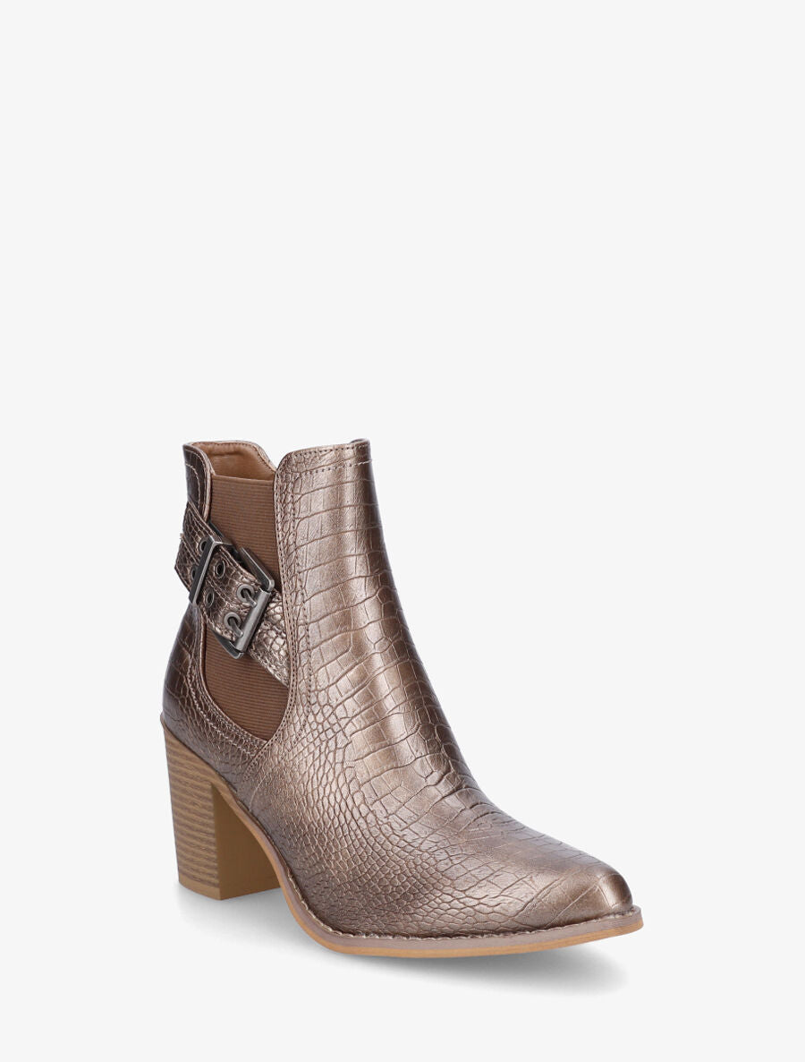 Bottines élastiquées imprimé croco - Bronze - 2