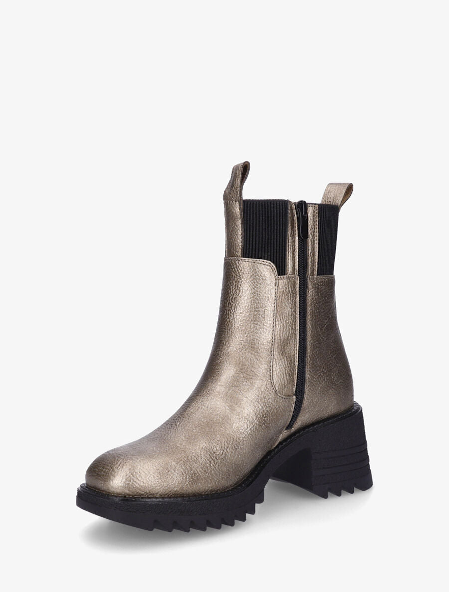 Bottines hautes à talon bloc et semelle crantés - Taupe - 3