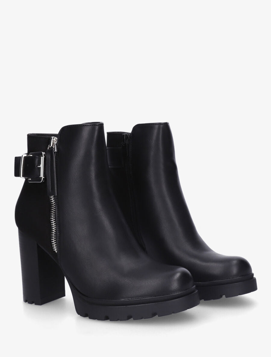 Bottines à talon haut et contrefort en suédine - Noir - 4