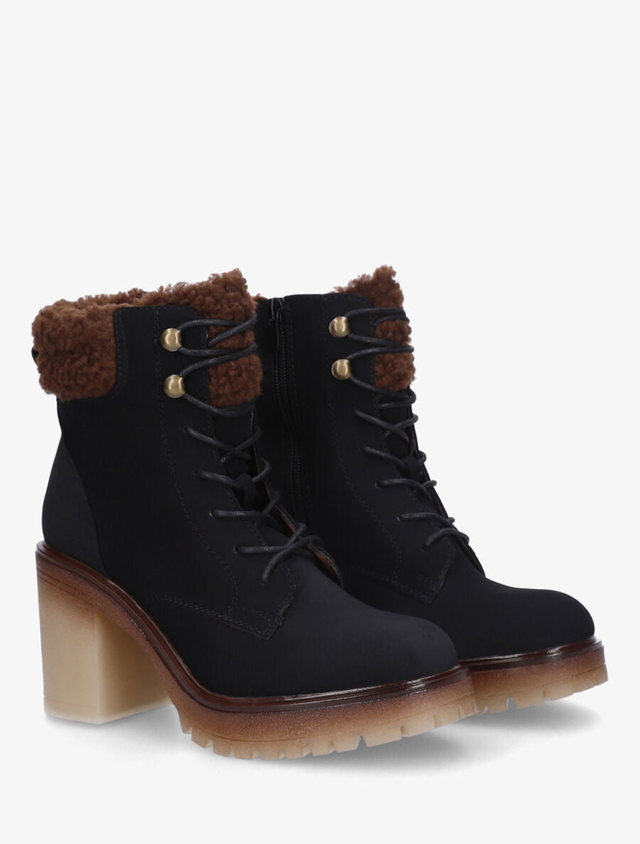 Bottines fourrées à semelle caoutchouc - Noir - 4