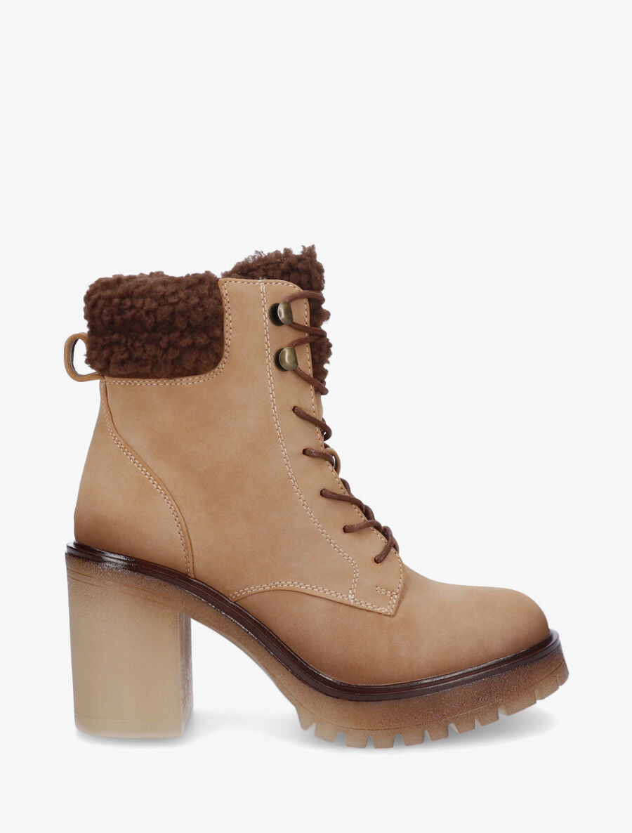 Bottines fourrées à semelle caoutchouc - Camel - 5