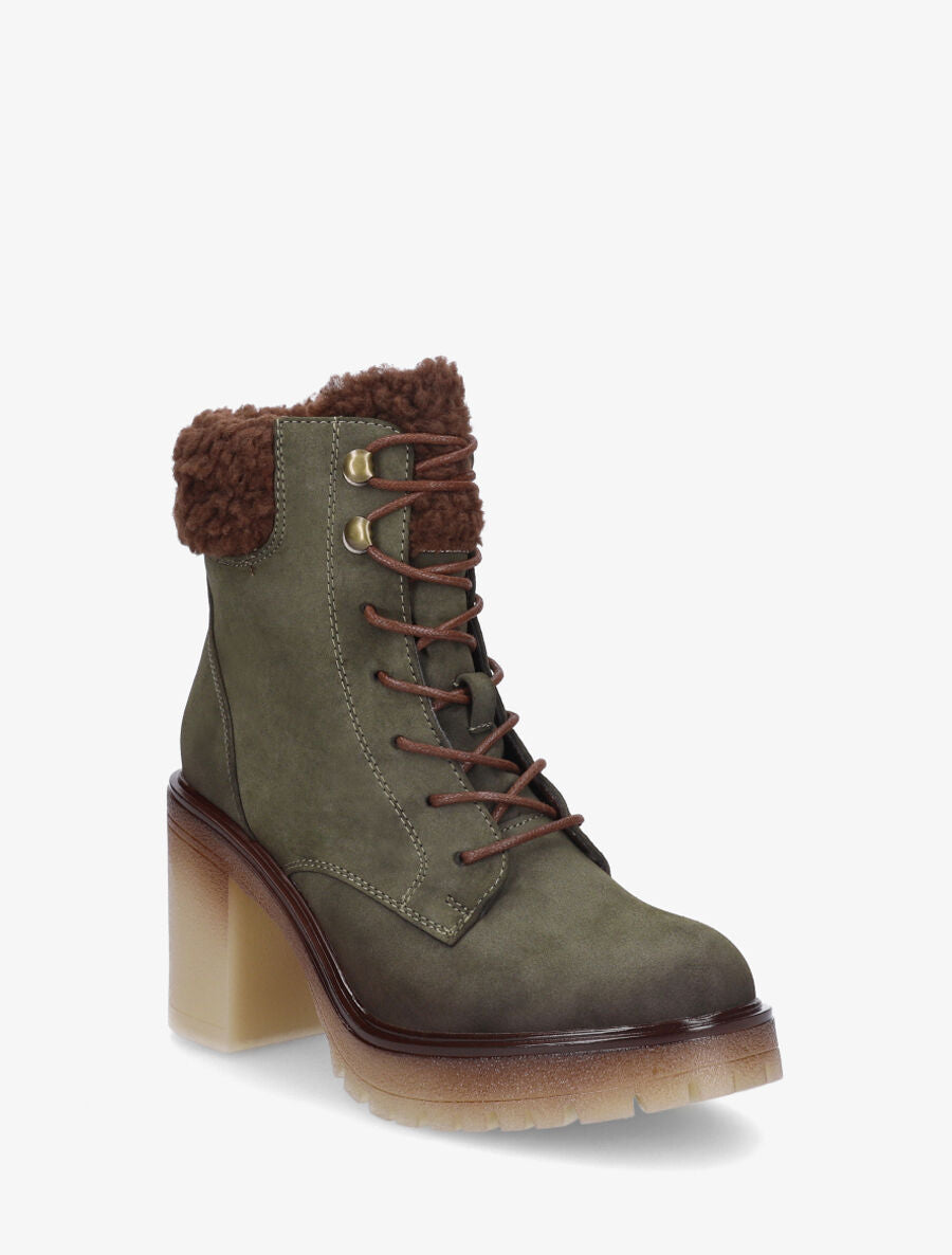 Bottines fourrées à semelle caoutchouc - Kaki - 2