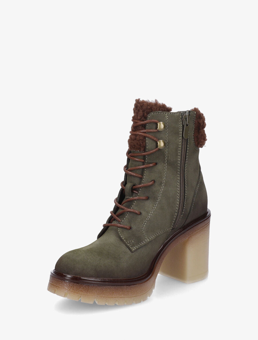 Bottines fourrées à semelle caoutchouc - Kaki - 3