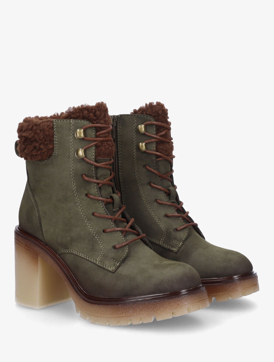 Bottines fourrées à semelle caoutchouc - Kaki - 4