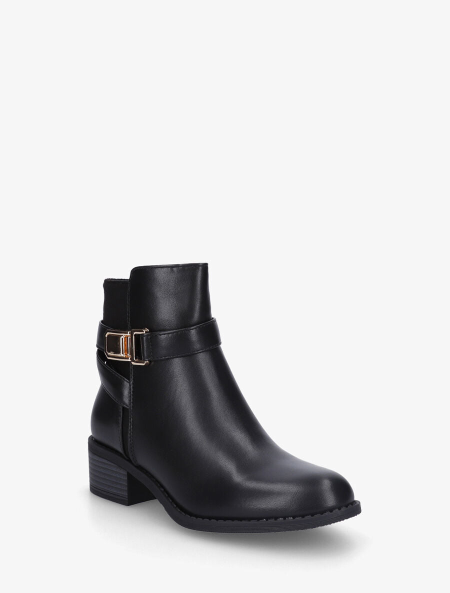 Bottines unies bi-matière - Noir - 2