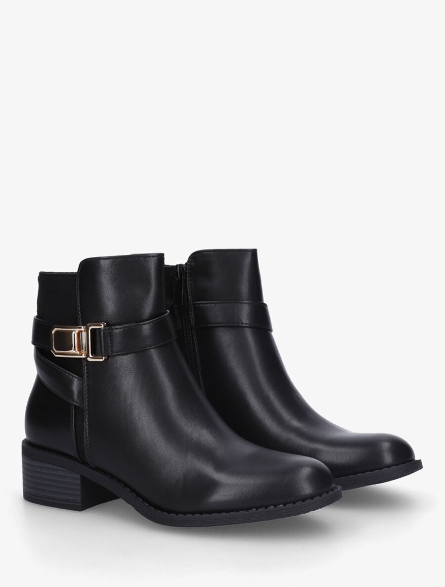Bottines unies bi-matière - Noir - 4