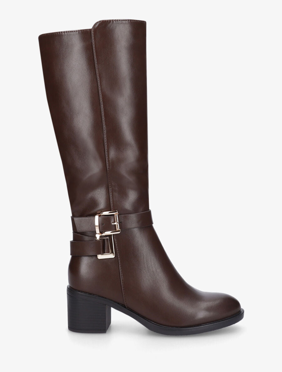 Bottes en simili sanglées à talon - Marron - 5