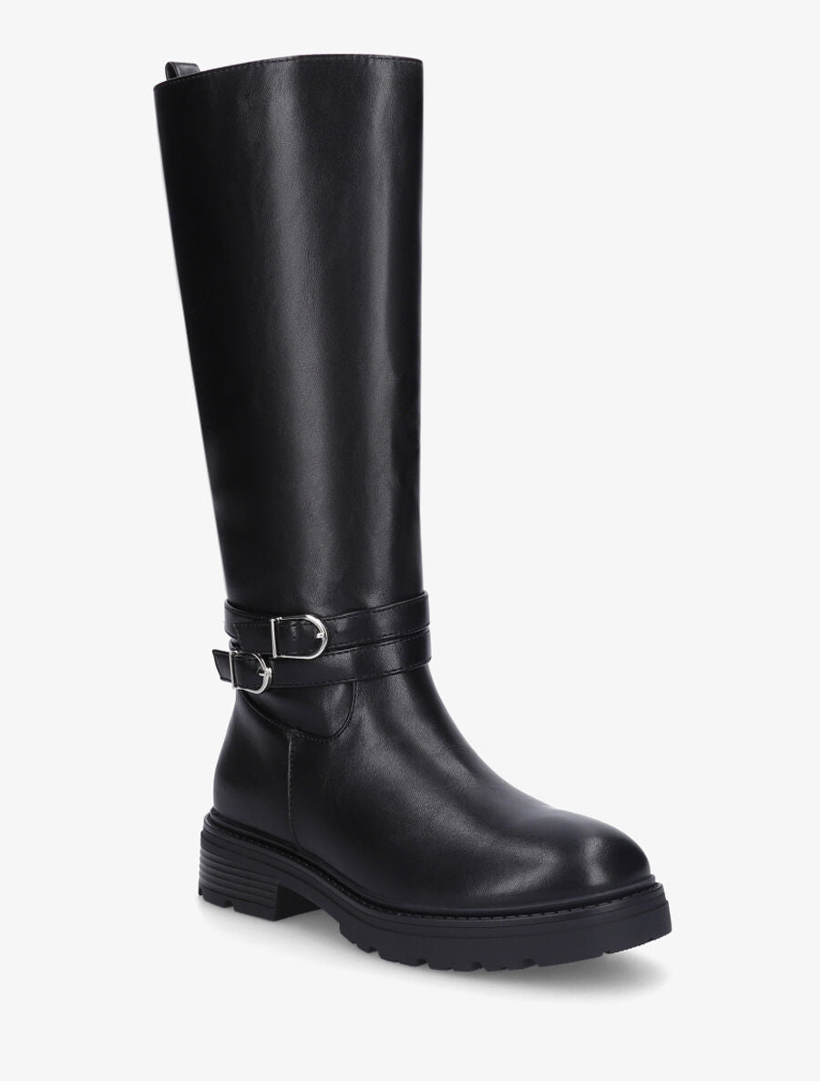Bottes unies en simili - Noir - 2