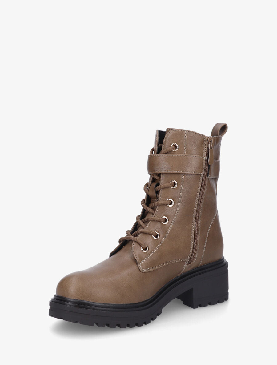 Bottines montantes à empiècement cadenas - Taupe - 3