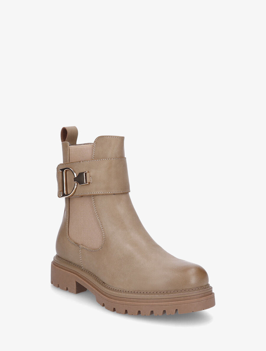 Bottines élastiquées en simili - Taupe - 2