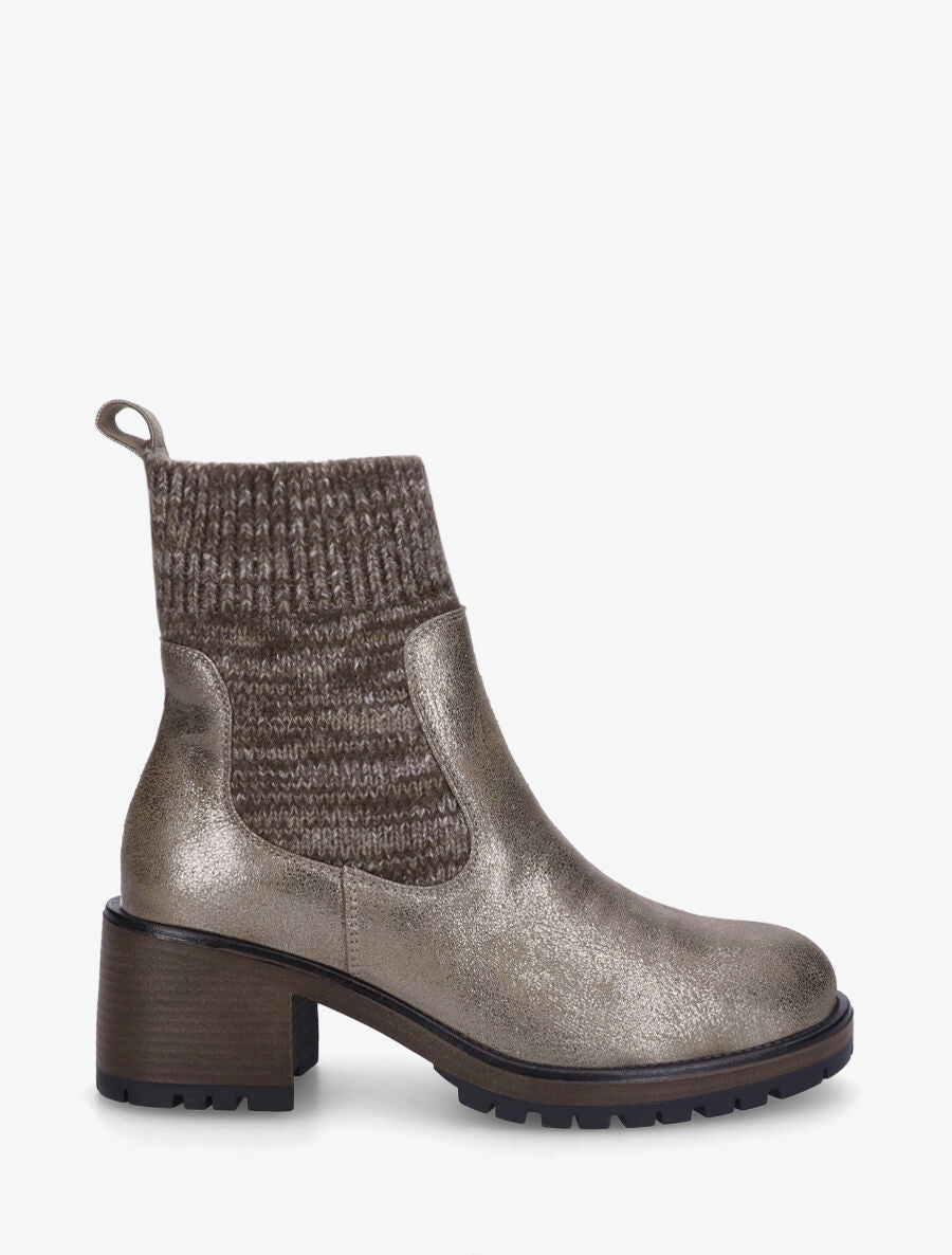 Bottines style chaussettes nacrées - Taupe - 1