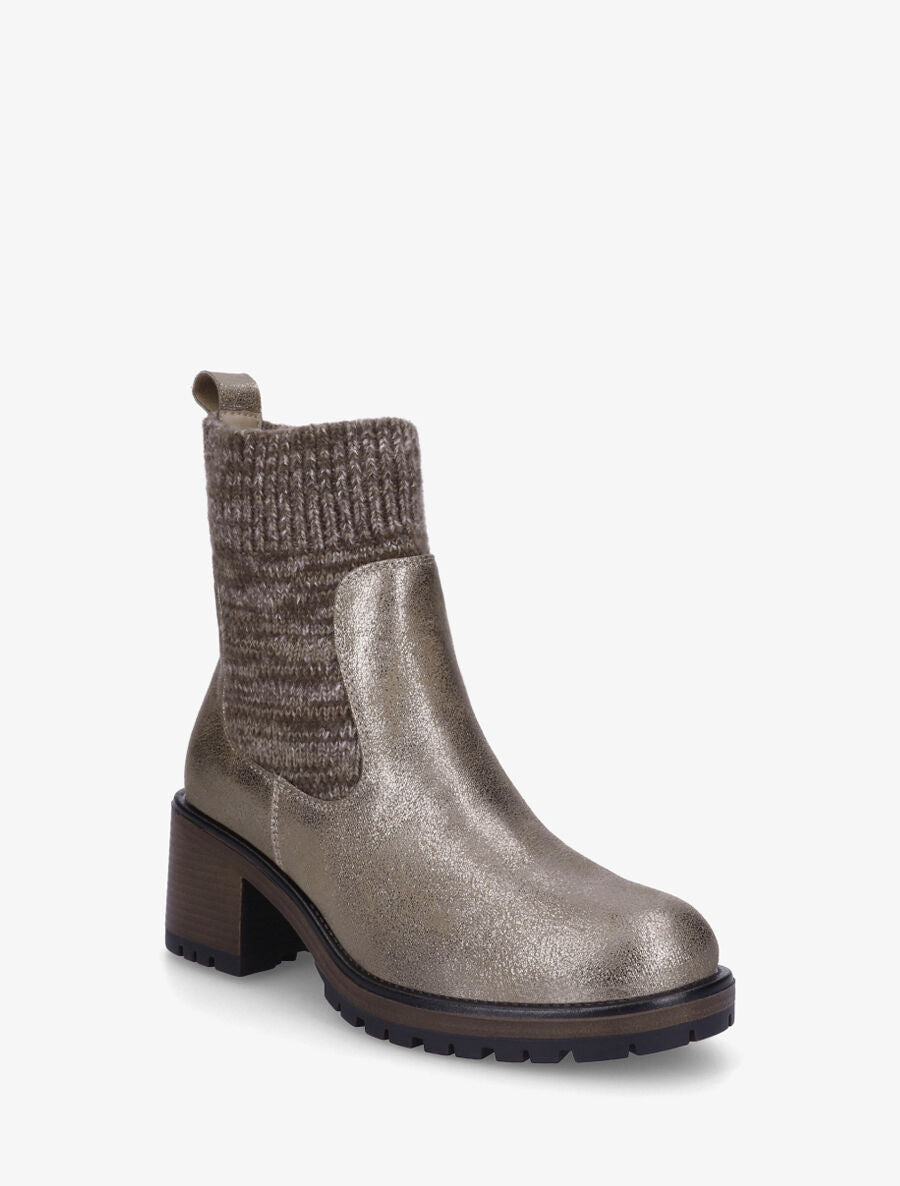 Bottines style chaussettes nacrées - Taupe - 2