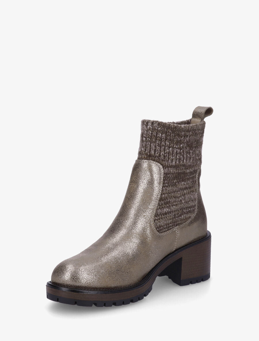 Bottines style chaussettes nacrées - Taupe - 3