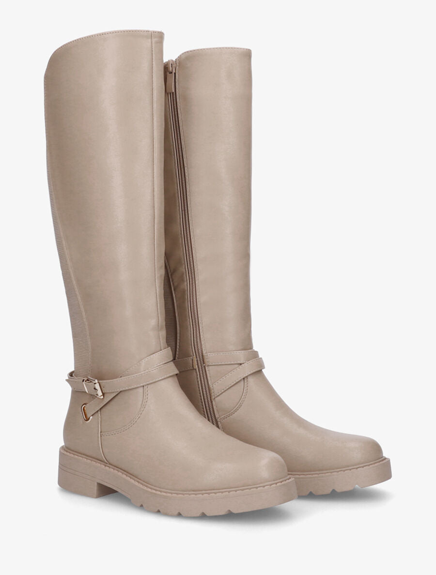 Bottes style cavalière à boucle - Taupe - 4