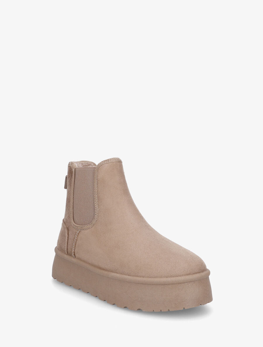 Bottines fourrées à bande élastiquée - Taupe - 2