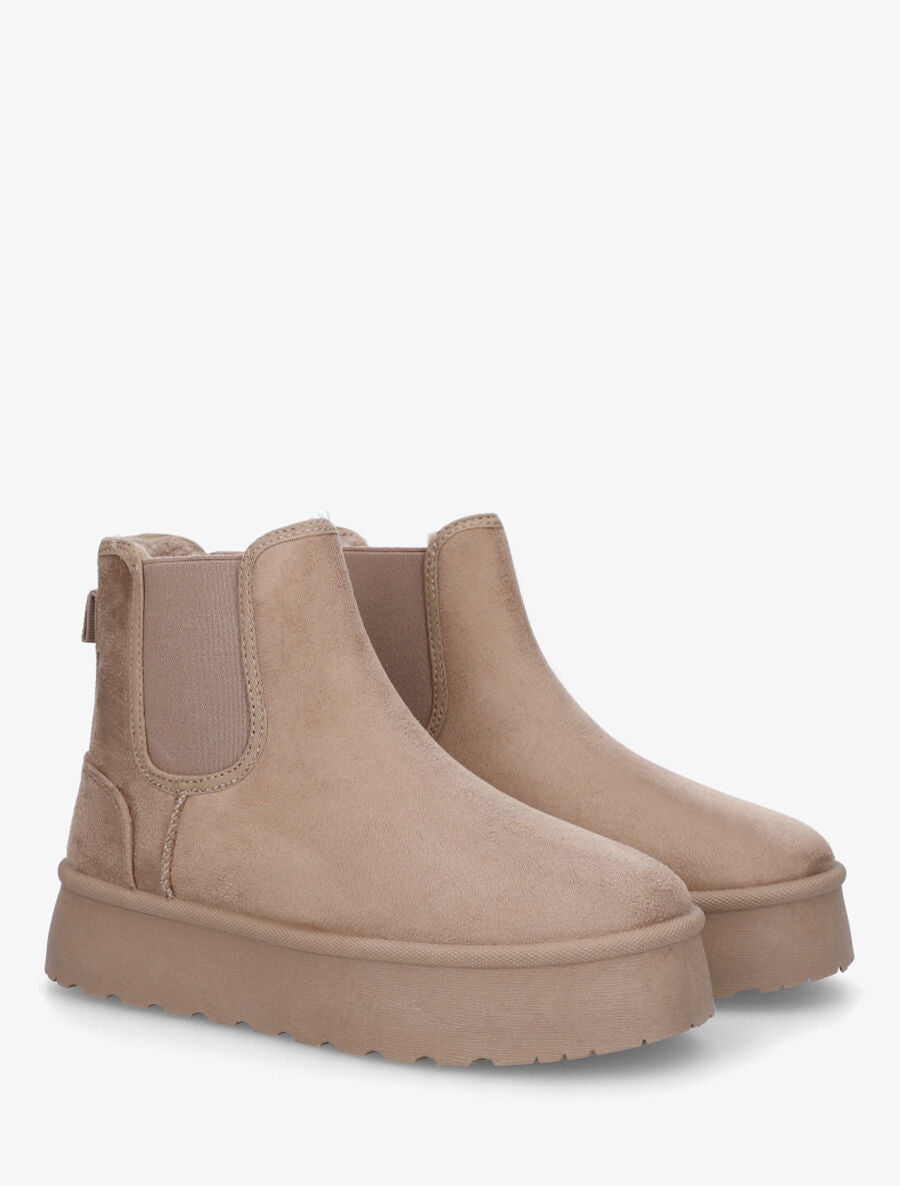 Bottines fourrées à bande élastiquée - Taupe - 4