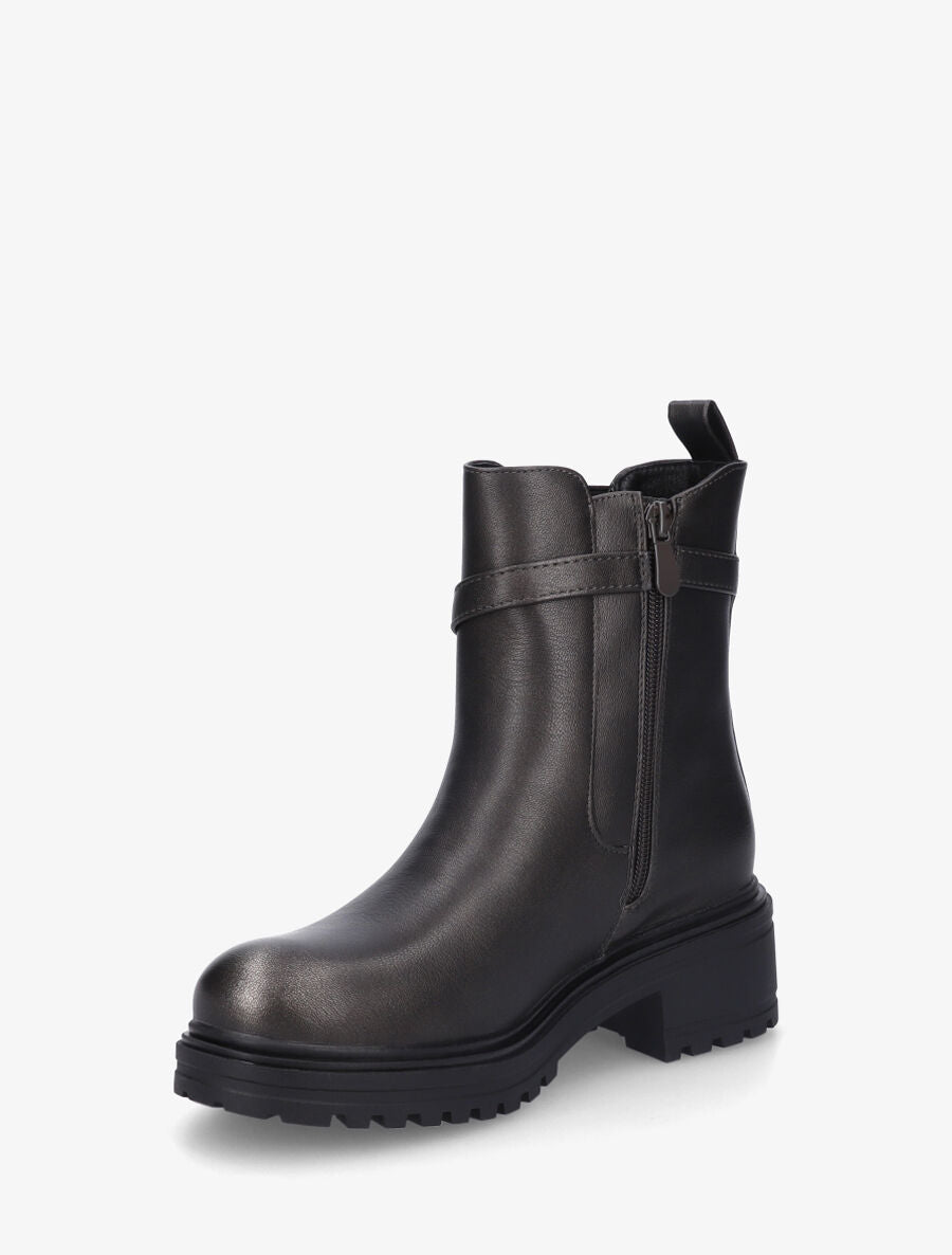Bottines élastiquées à empiècement métal - Bronze - 3
