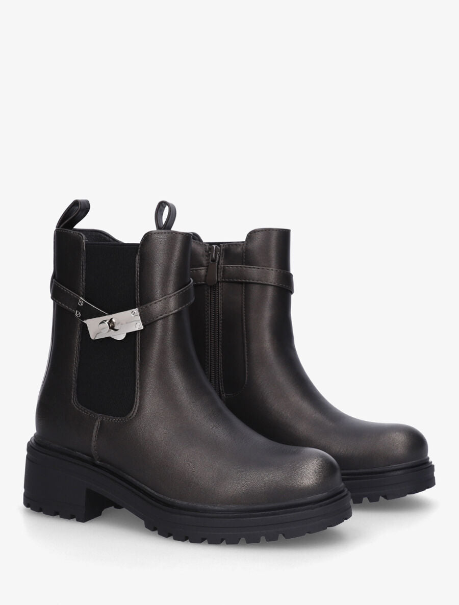 Bottines élastiquées à empiècement métal - Bronze - 4