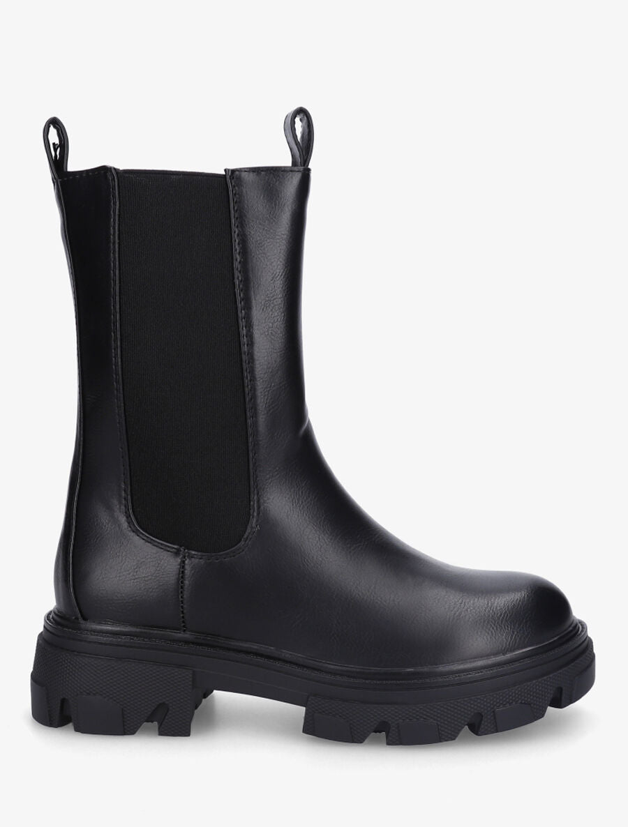 Bottines montantes élastiquées en simili - Noir - 5