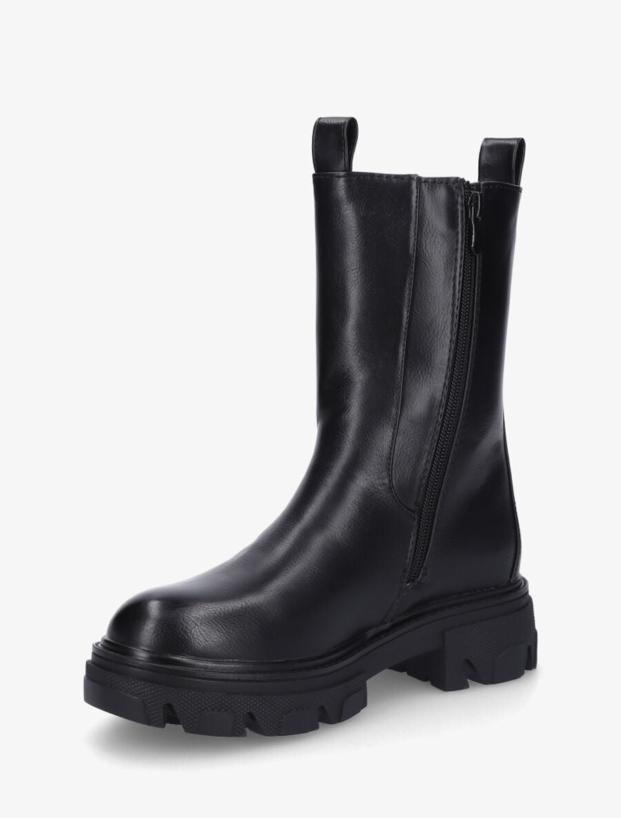 Bottines montantes élastiquées en simili - Noir - 3