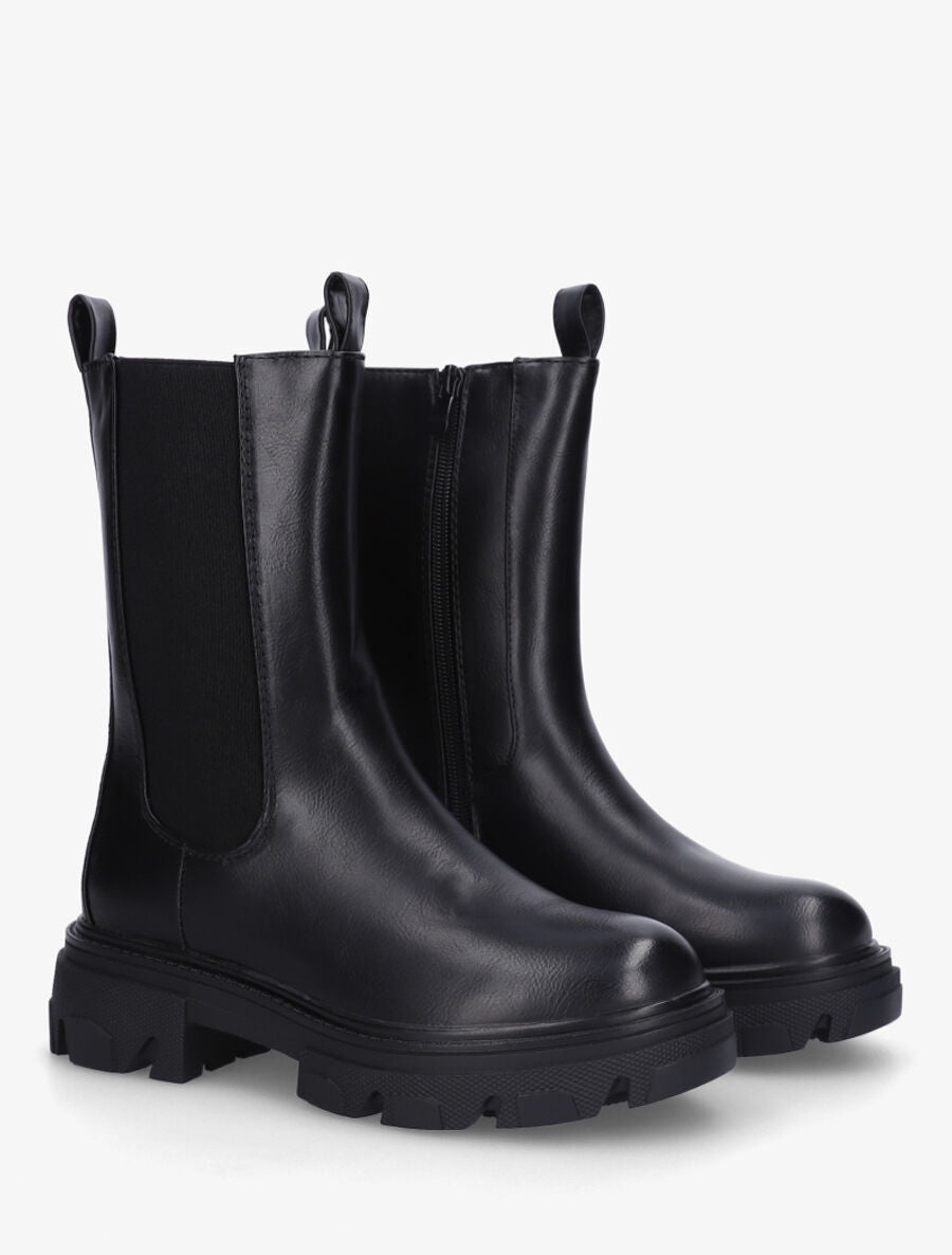 Bottines montantes élastiquées en simili - Noir - 4