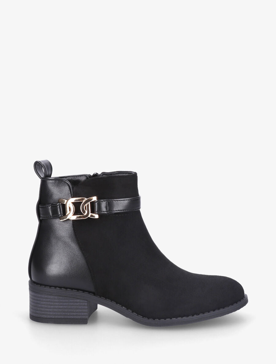 Bottines unies en suédine et simili - Noir - 5