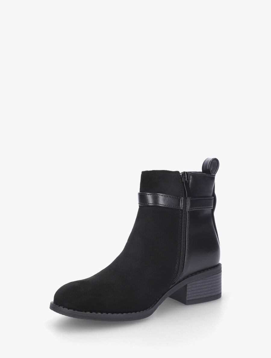 Bottines unies en suédine et simili - Noir - 3