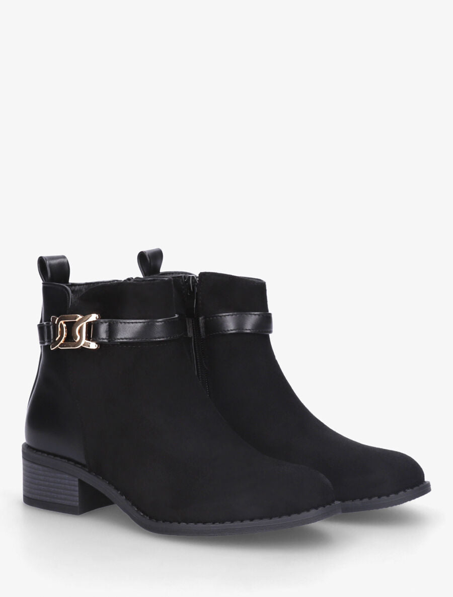 Bottines unies en suédine et simili - Noir - 4