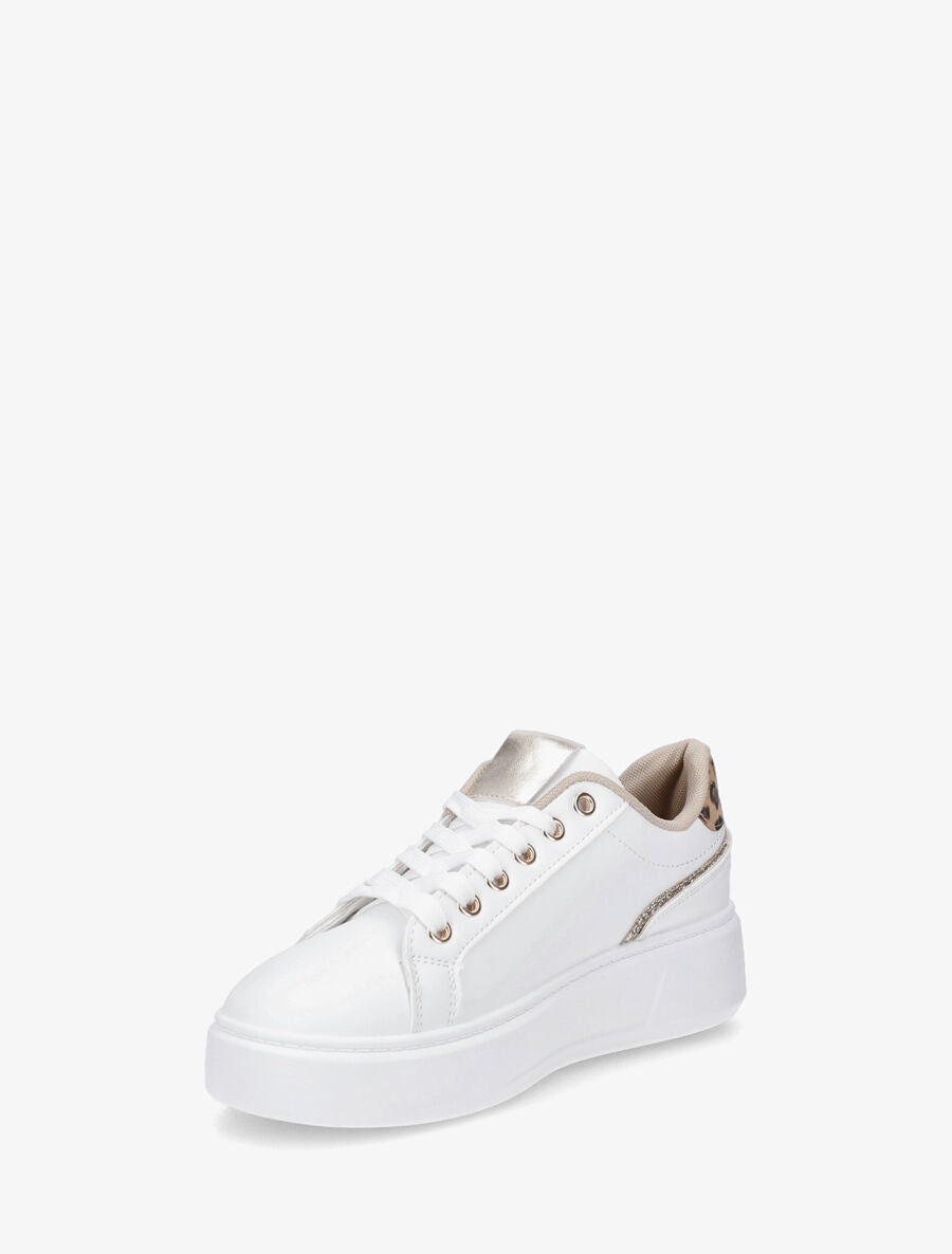 Sneakers unis à zip et bandes pailletées - Or - 3