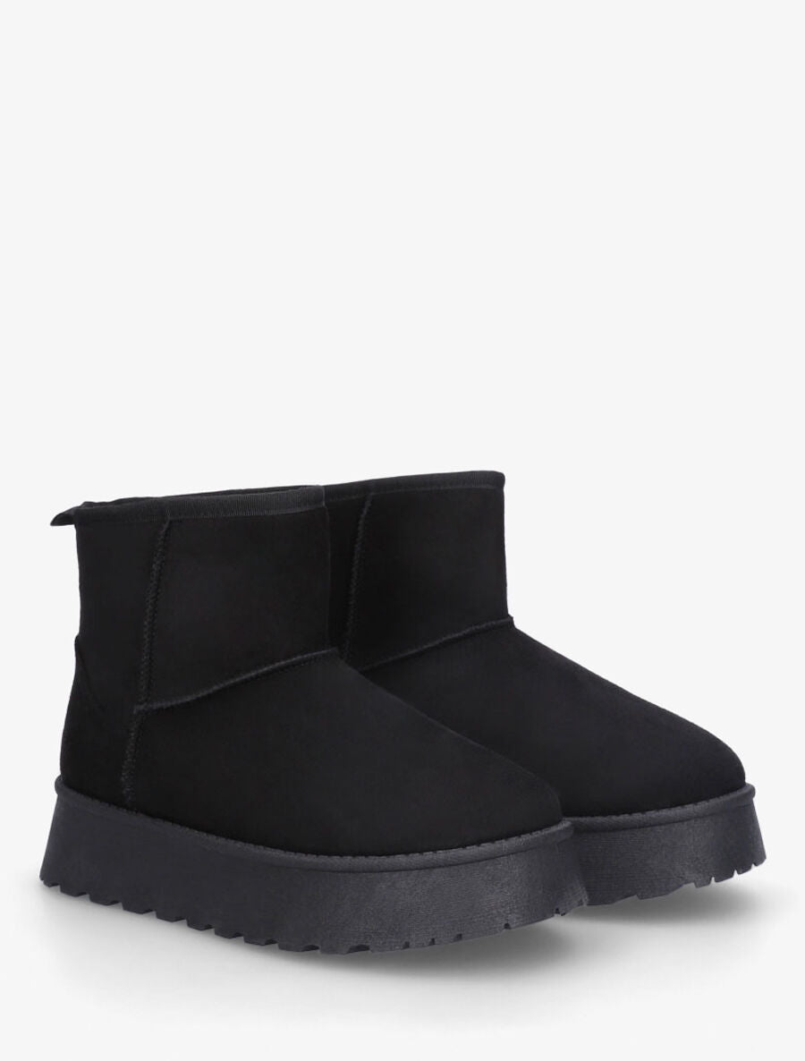 Bottines en suédine à intérieur fourré - Noir - 4