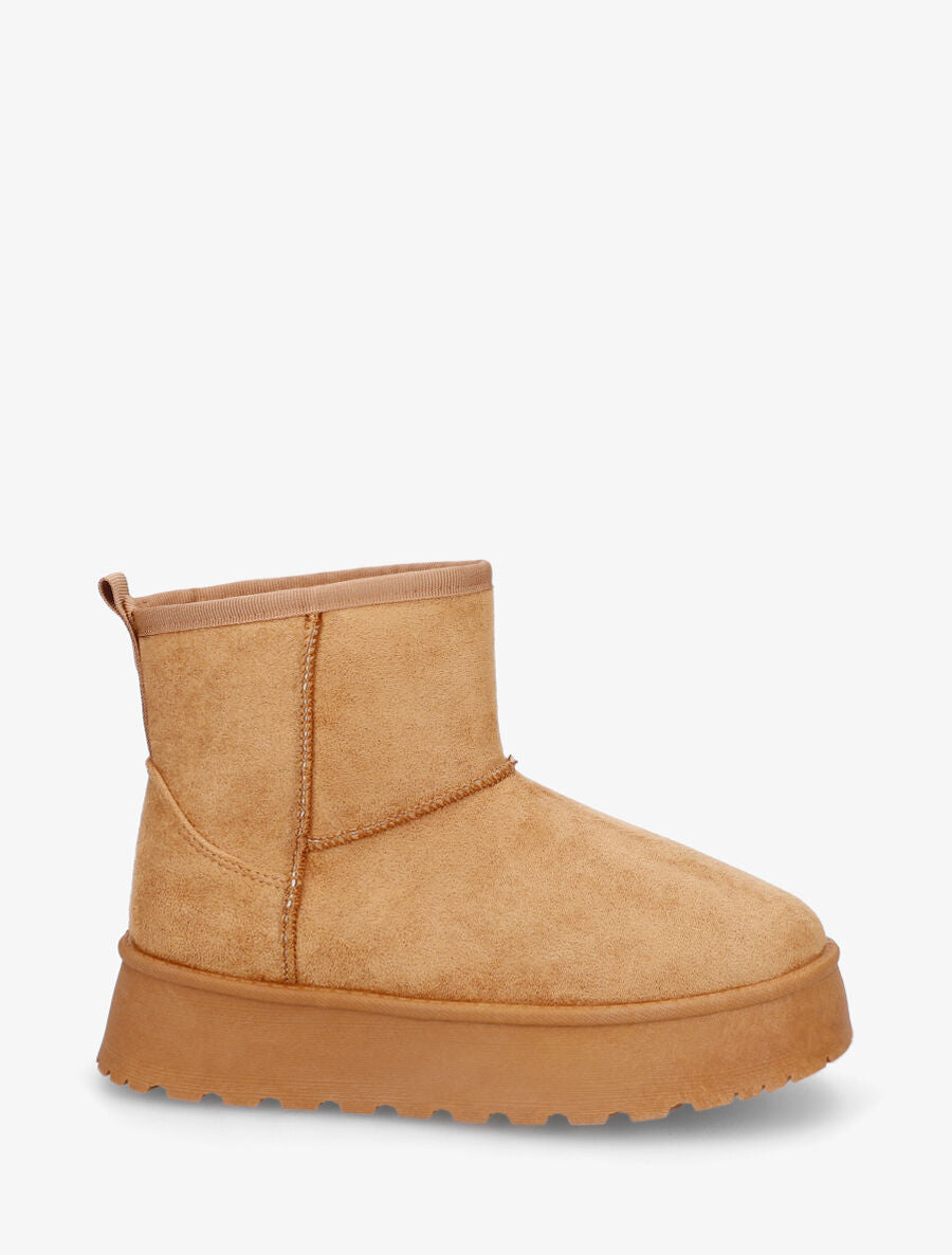 Bottines en suédine à intérieur fourré - Camel - 1