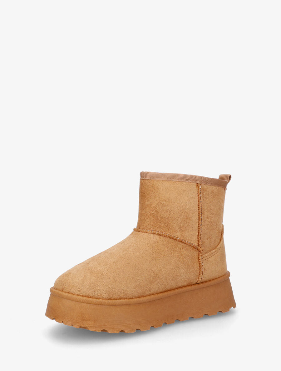 Bottines en suédine à intérieur fourré - Camel - 3