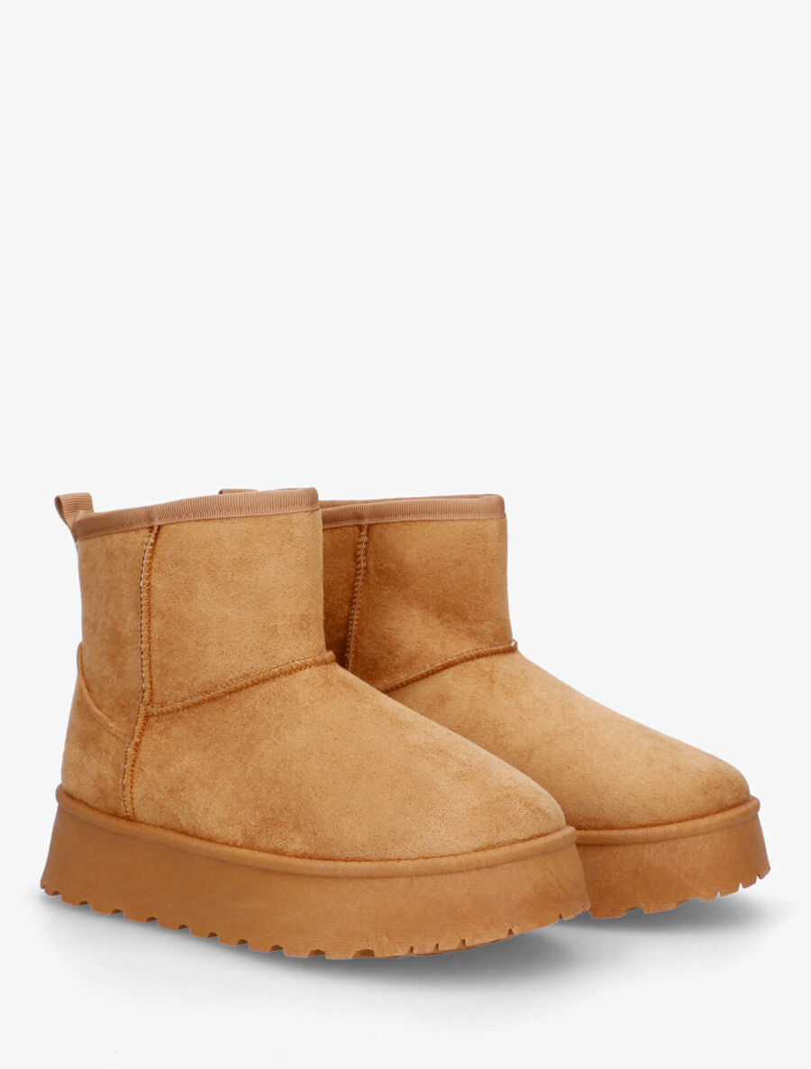 Bottines en suédine à intérieur fourré - Camel - 4