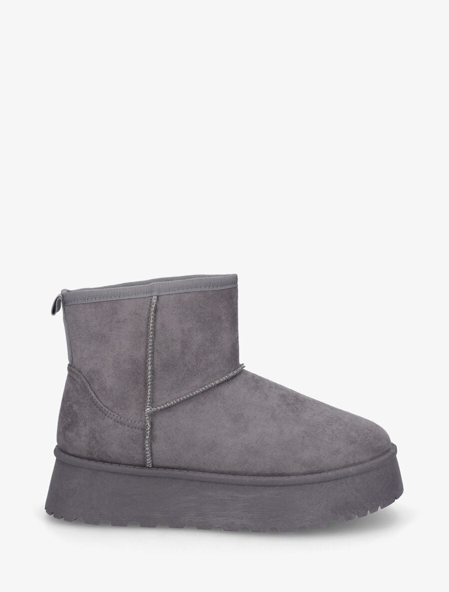 Bottines en suédine à intérieur fourré - Gris - 1