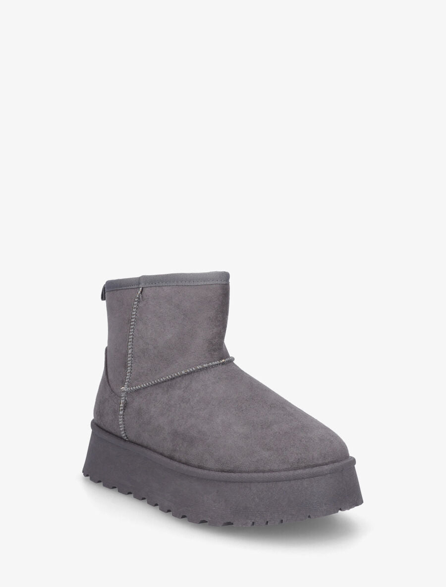 Bottines en suédine à intérieur fourré - Gris - 2