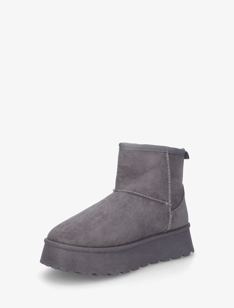 Bottines en suédine à intérieur fourré - Gris - 3