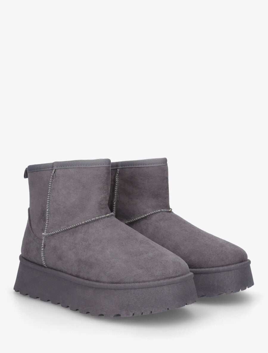 Bottines en suédine à intérieur fourré - Gris - 4